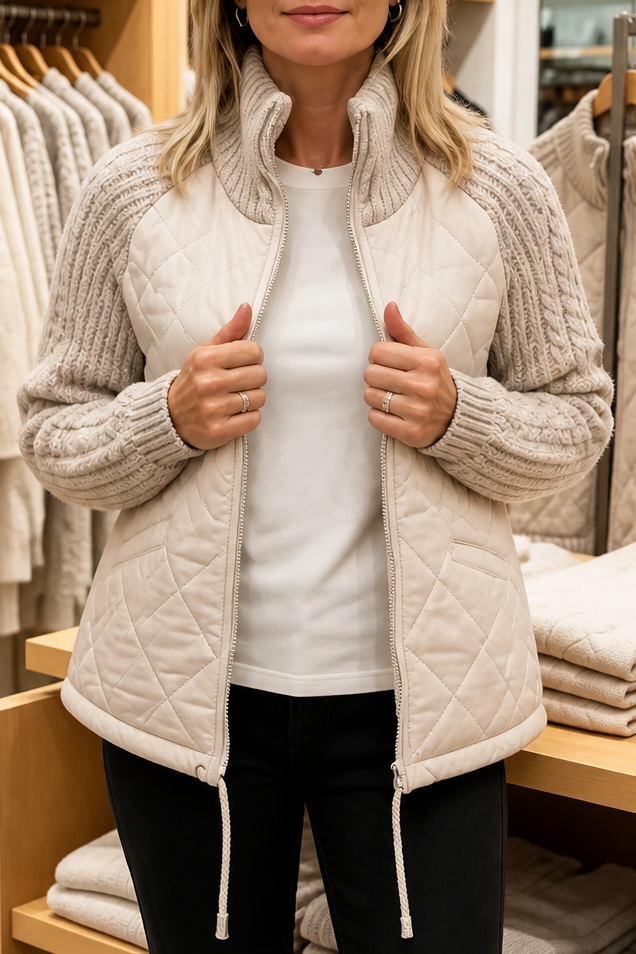 Knitpuff | Quilted Patchwork Puffer Jacket – Stylisch und Warm für Die Wintertage