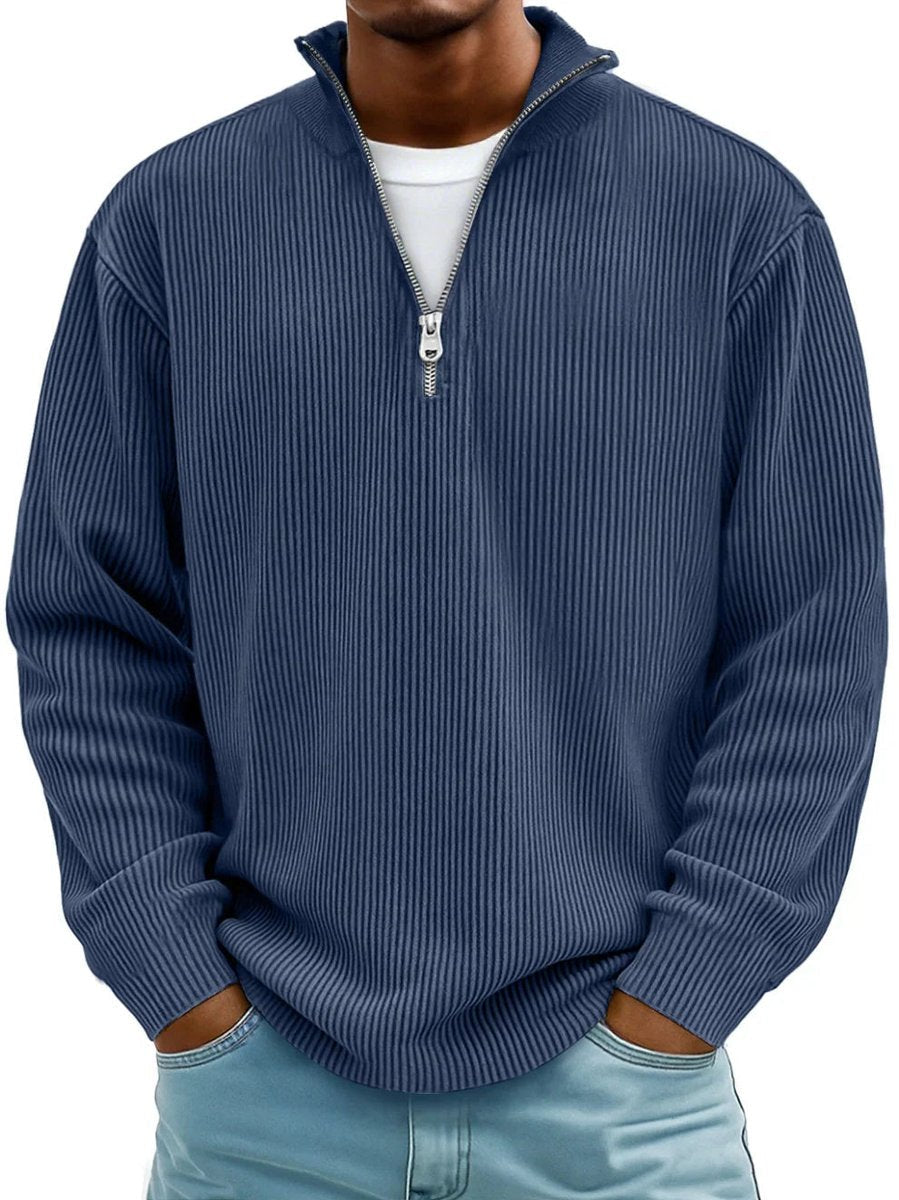 Tobias | Stilvoller Herren Rippstrickpullover Mit Quarter-Zip