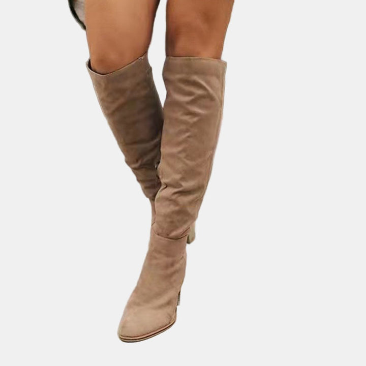 Livia | Elegante kniehohe Stretchstiefel mit Blockabsatz