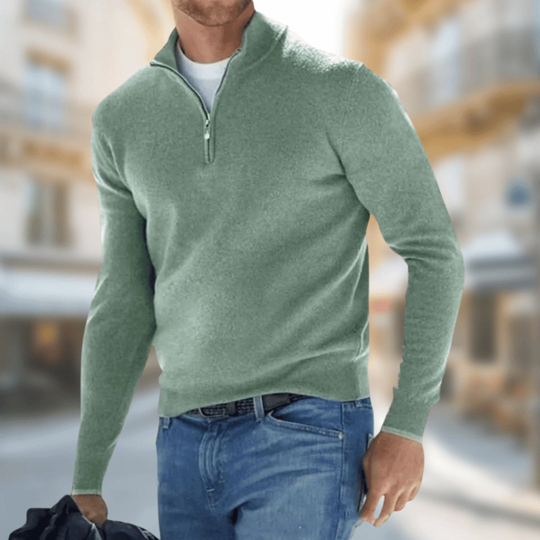 Sebastian | Leichter Quarter-Zip-Strickpullover für Herren