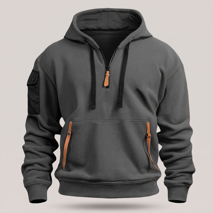 Zeno | Utility Hoodie – Praktischer Half-Zip Stil für Männer