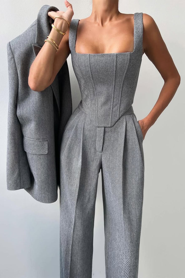 Elena | Elegantes Dreiteiliges Zweireiher-Blazer-Set Für Damen
