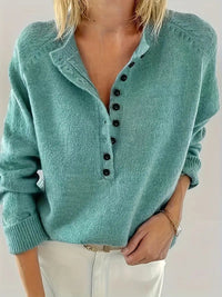 Clara | Stilvoller Strickpullover mit V-Ausschnitt und Knopfleiste