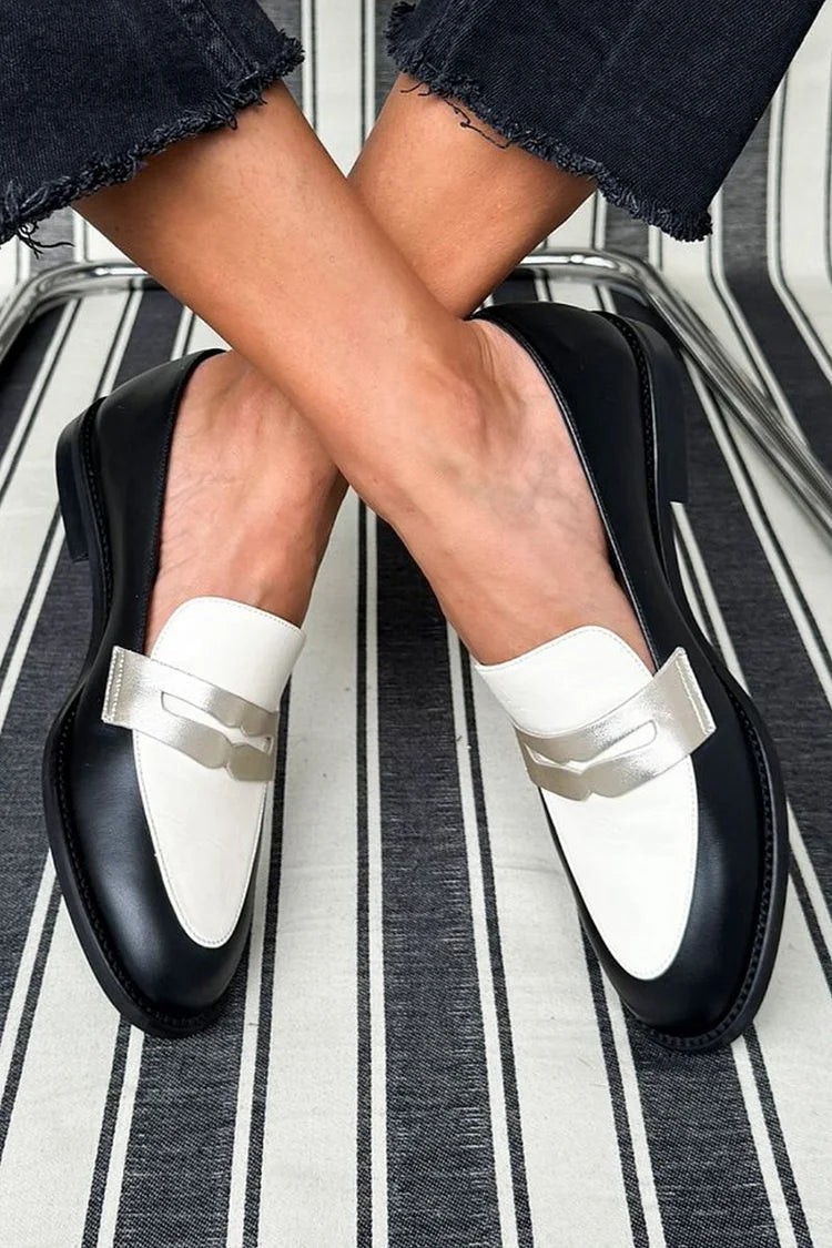 Serena | Elegante Zweifarbige Loafer Mit Modernem Metallic-Akzent
