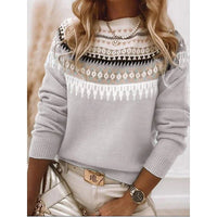 Nadine | Modern knit sweater with a decorative pattern and crew neck