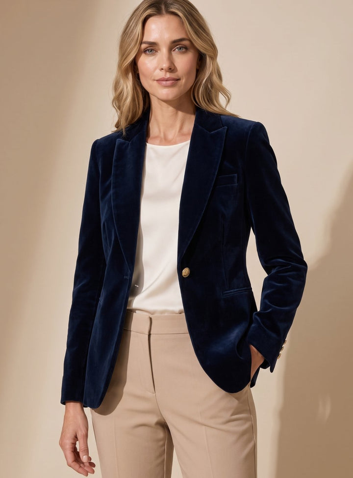 Elisabeth | Samt Blazer mit Goldknöpfen – Schlanker Schnitt für Damen