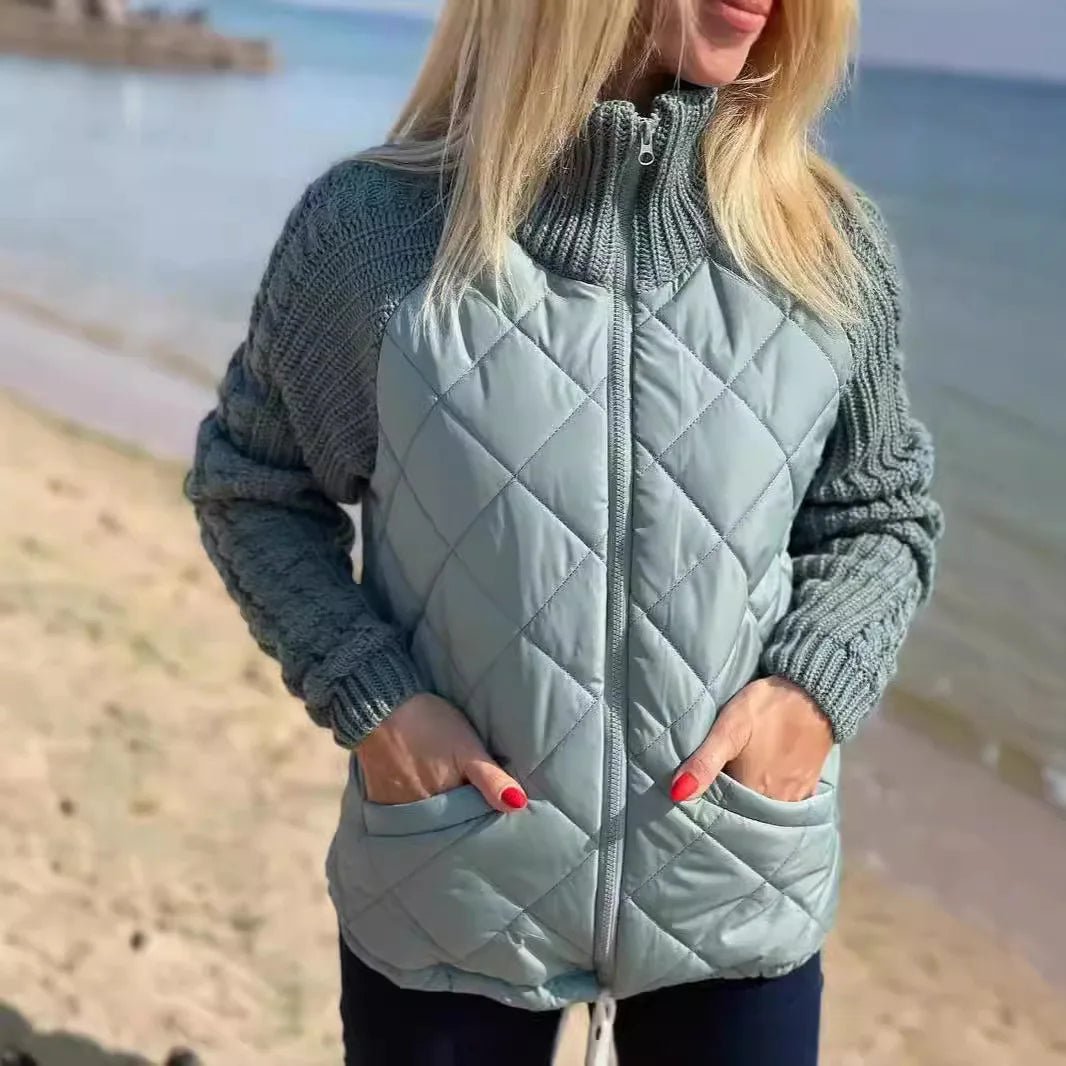 Quilora | Damen Strick Patchwork Pufferjacke