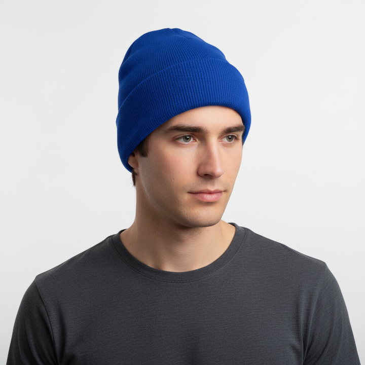 Blaue Wintermütze | Gestrickte Wintermütze mit warmer Isolierung