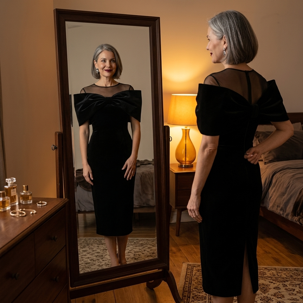 Velara | Midi Dress mit Dramatischem Oversized-Bow