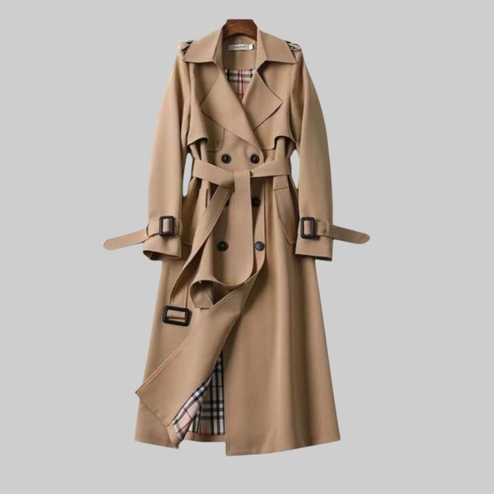 Lily | Langer Zweireihiger Trenchcoat Mit Taillengürtel