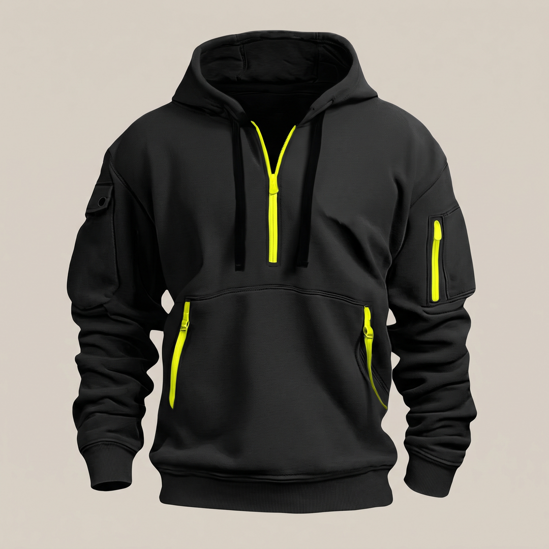 Zeno | Utility Hoodie – Praktischer Half-Zip Stil für Männer