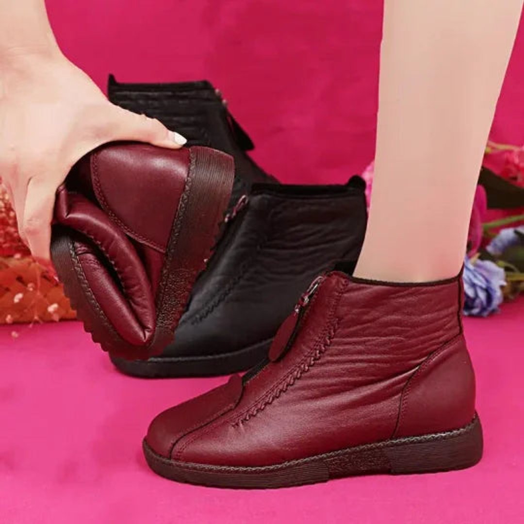 Eleanor | Warme Gefütterte Leder-Stiefeletten mit Rutschfester Sohle