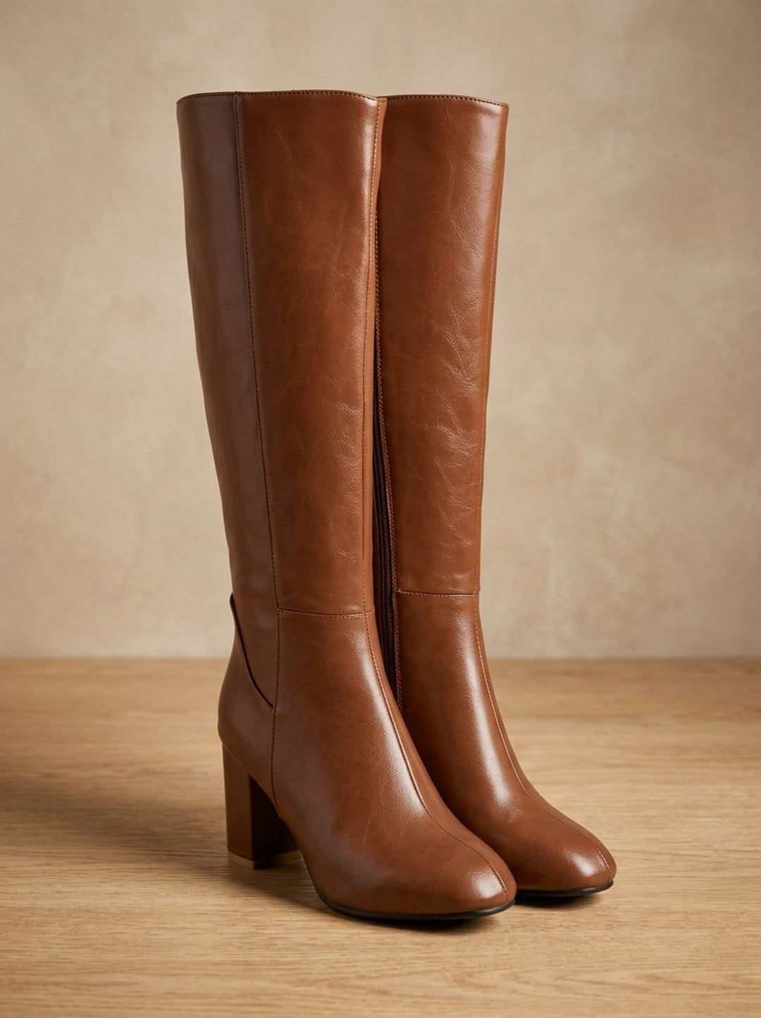 Camila | Kniehohe Stiefel – Blockabsatz mit seitlichem Reißverschluss für Frauen