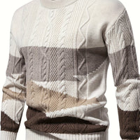 Matthias | Strukturierter Zopfstrickpullover mit Modernem Color-Block-Design