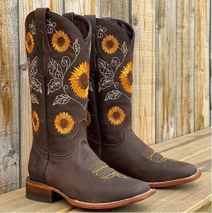 Nina | Sonnenblumen-Cowboy-Stiefel im Western-Stil