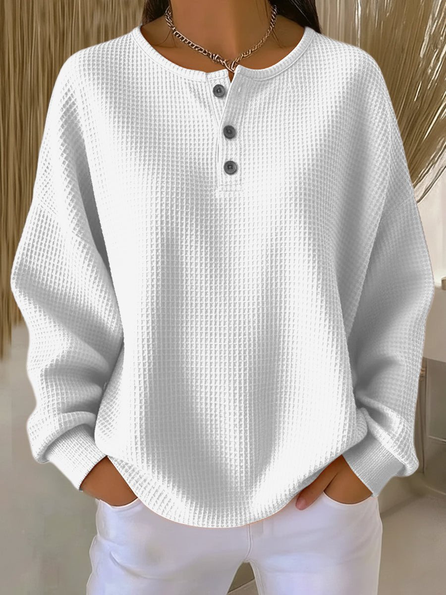 Elisabeth | Waffelstrick Pullover – Lässig Oversize Stil für Damen