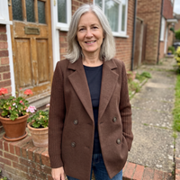 Elizabeth | Elegant Women's Blazer with Double-Breasted Closure and Knit Sleeves