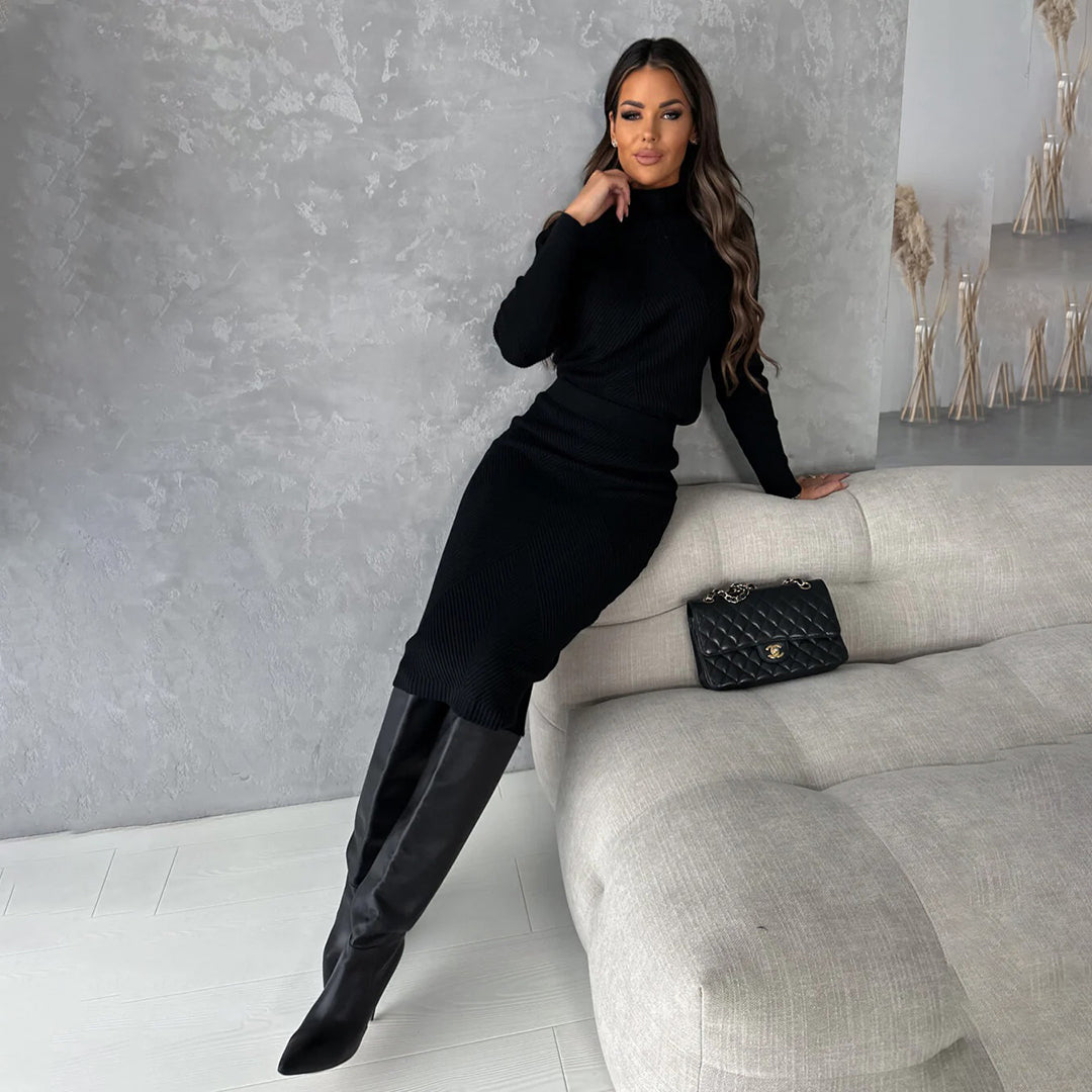 Jennifer | Elegantes und Zeitloses Zweiteiliges Set mit Pullover und Rock