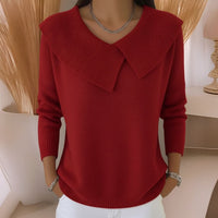 Theresa | Eleganter Strickpullover Mit Dekorativem Kragen Und Wollmix