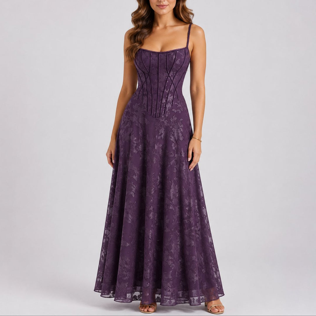 Marlene | Elegantes Herbst-Hochzeitskleid Mit Floralem Jacquard