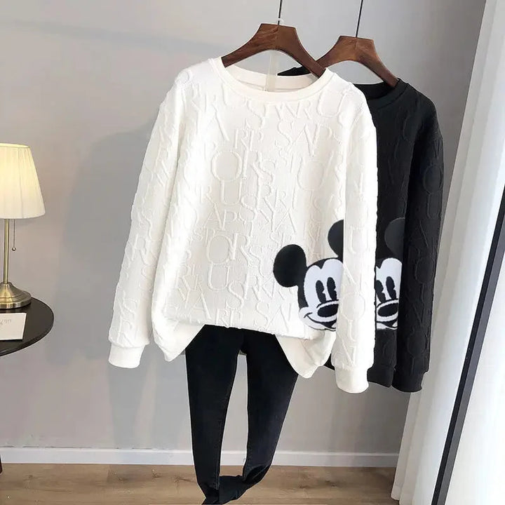 Georgia | Mickey Mouse Print Loose Sweater – Bequemer Stil für jeden Tag