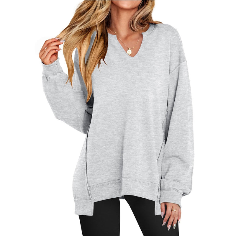 Simone | Bequeme Oversize V-Ausschnitt Tunika Top