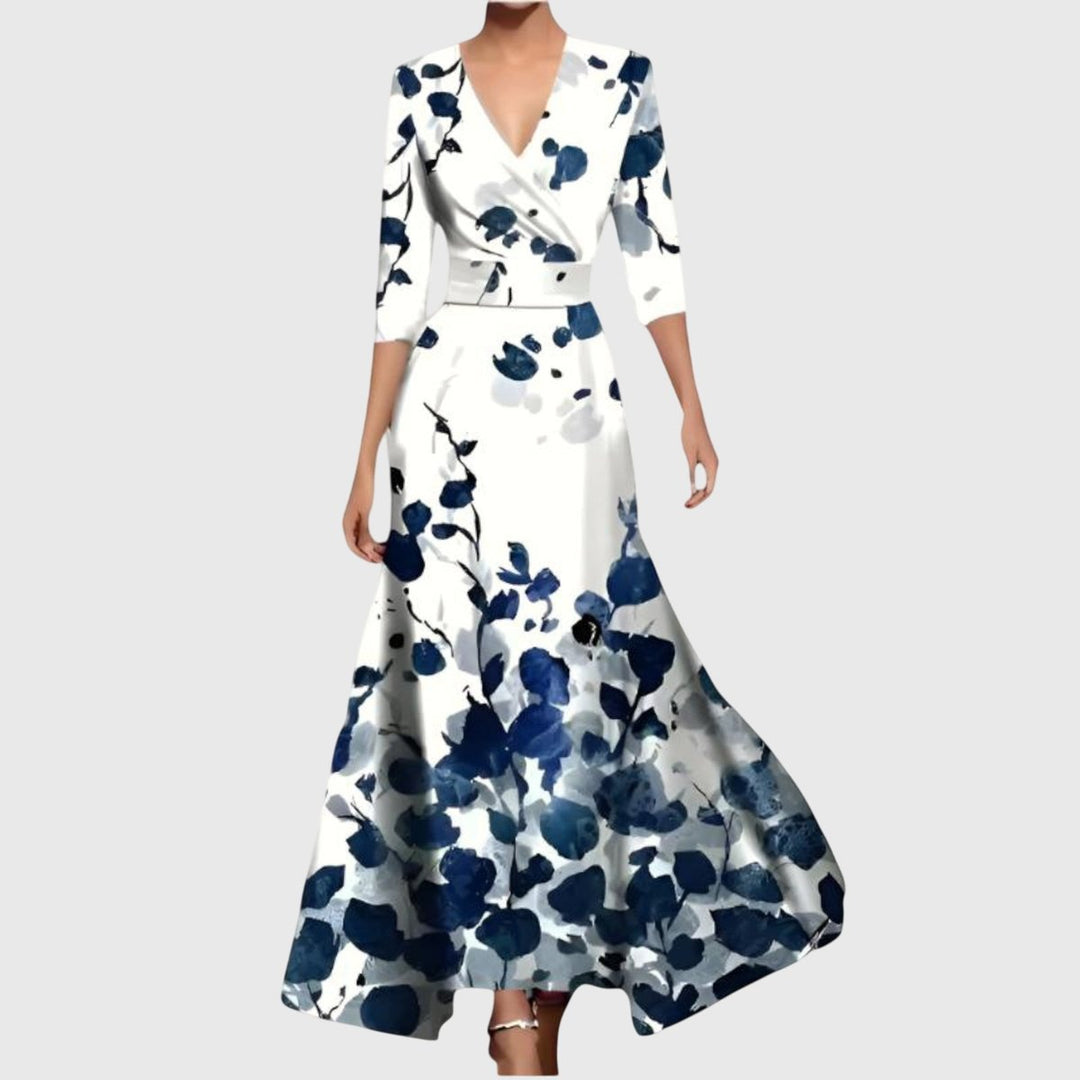 Nora | Kleid mit langen Ärmeln im floralen Wickel-Maxi-Stil