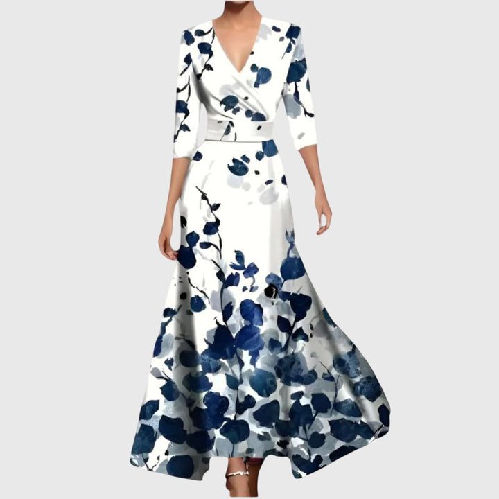 Nora | Kleid mit langen Ärmeln im floralen Wickel-Maxi-Stil