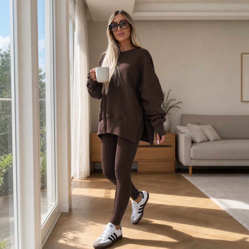 Graceful | Side-Slit Sweatshirt und Leggings Set für Frauen
