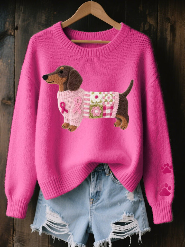 Charlotte | Bezaubernder Dackel Patchwork Strickpullover für Damen