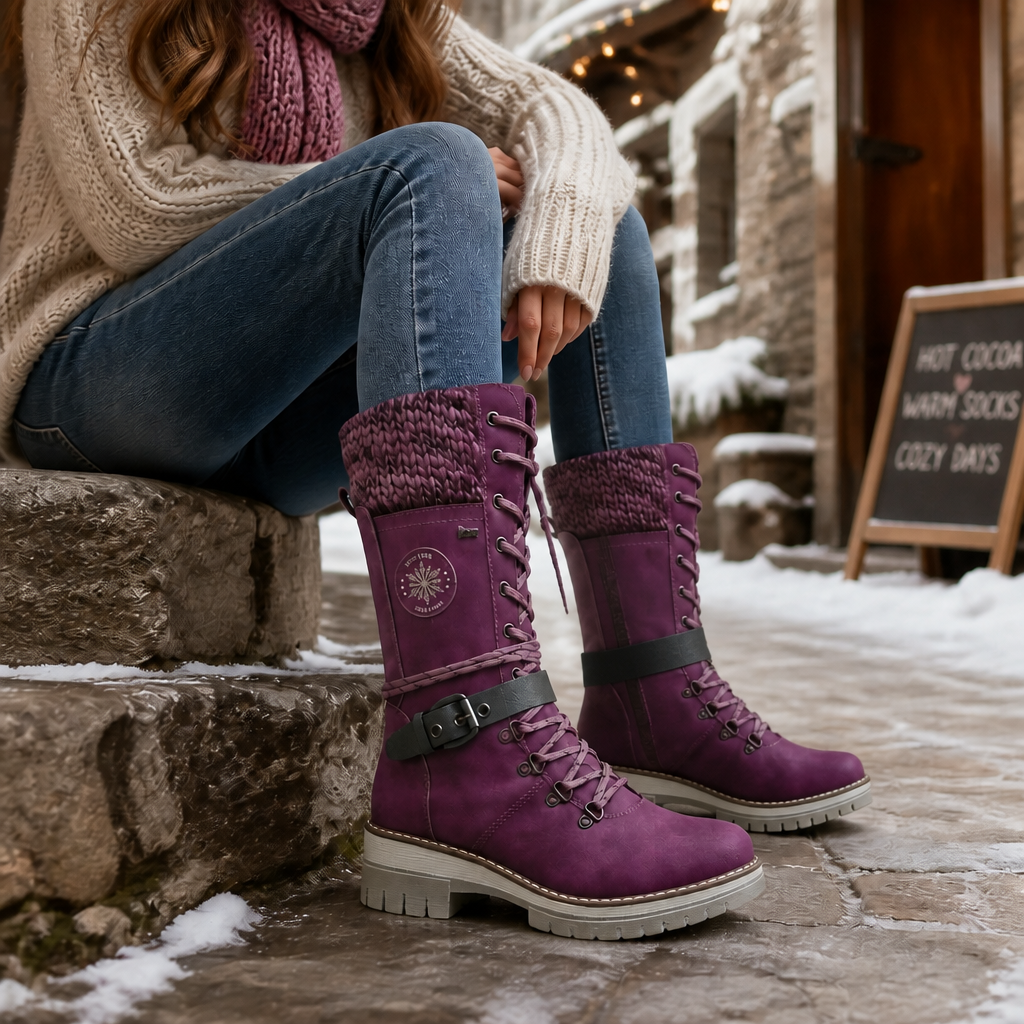 Cozette | Knit-Shaft Boots – Bequeme Winter Chelsea für Damen