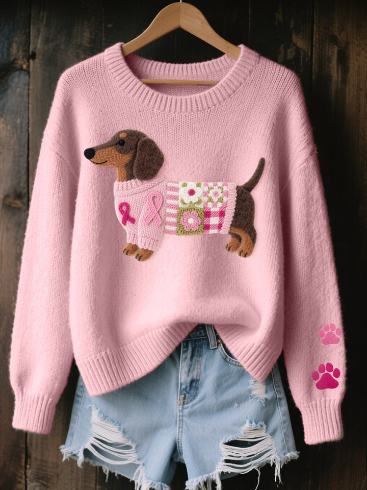 Charlotte | Bezaubernder Dackel Patchwork Strickpullover für Damen