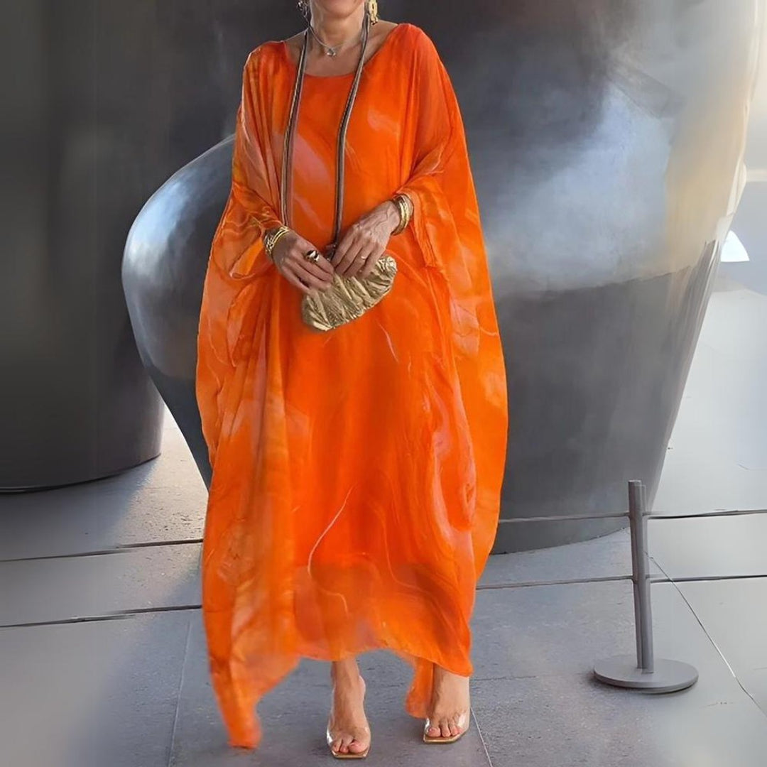 Lena | Elegantes Langarm-Maxikleid mit fließender Silhouette