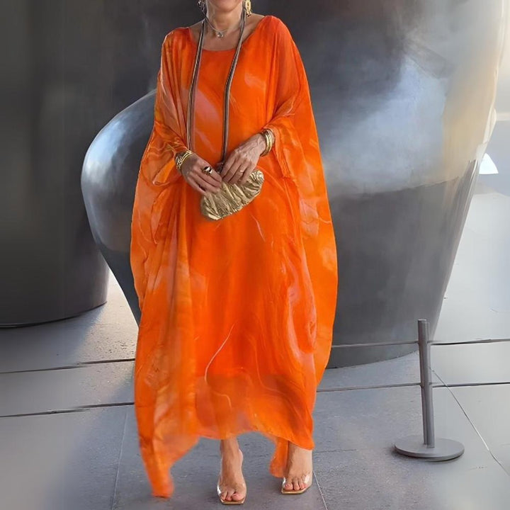 Lena | Elegantes Langarm-Maxikleid mit fließender Silhouette