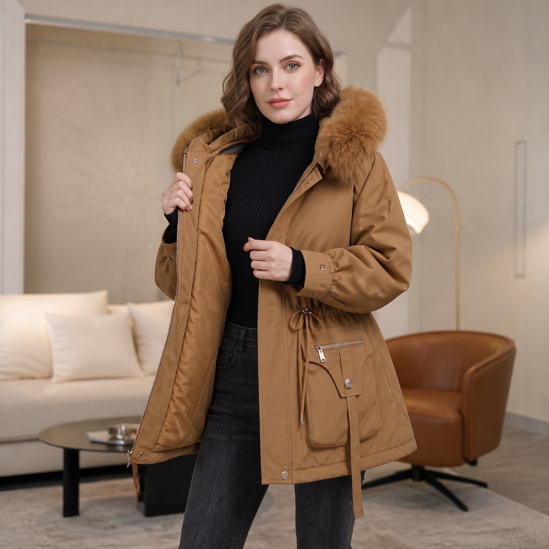 Duvella | Doppel-lagiger Puffercoat mit Faux Fur Kapuze