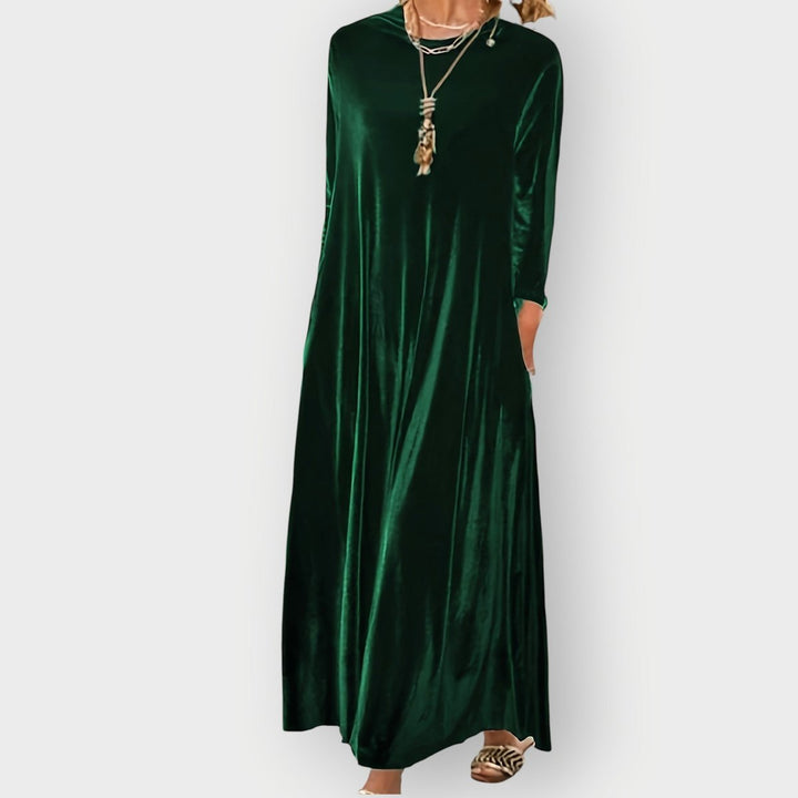 Elisabeth | Samt Maxi-Kleid – Elegantes langärmliges Design für Frauen