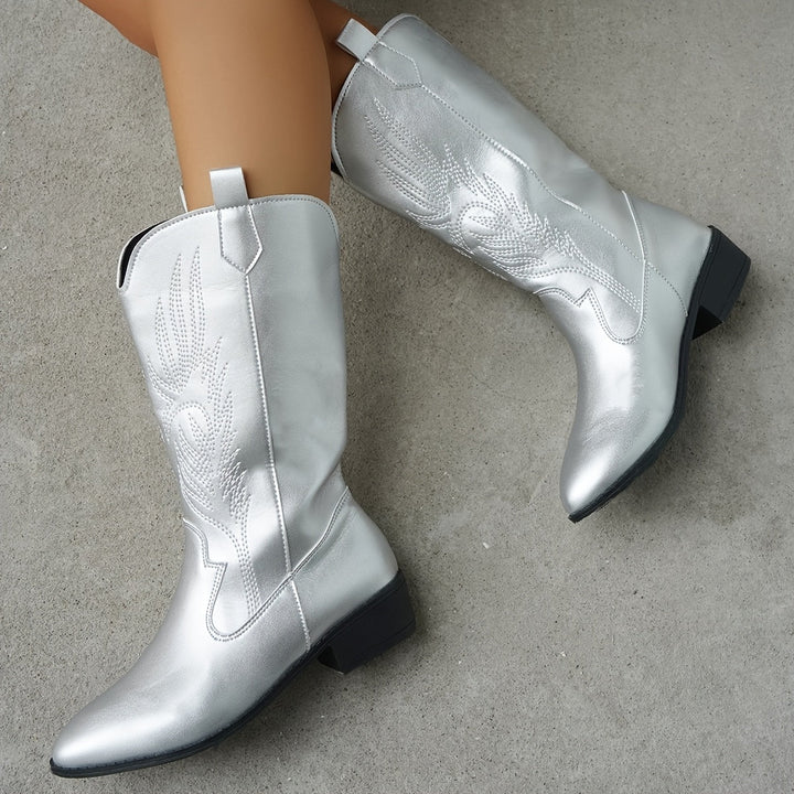 Maria | Modische Metallic-Gestaltung Cowboy-Stiefel