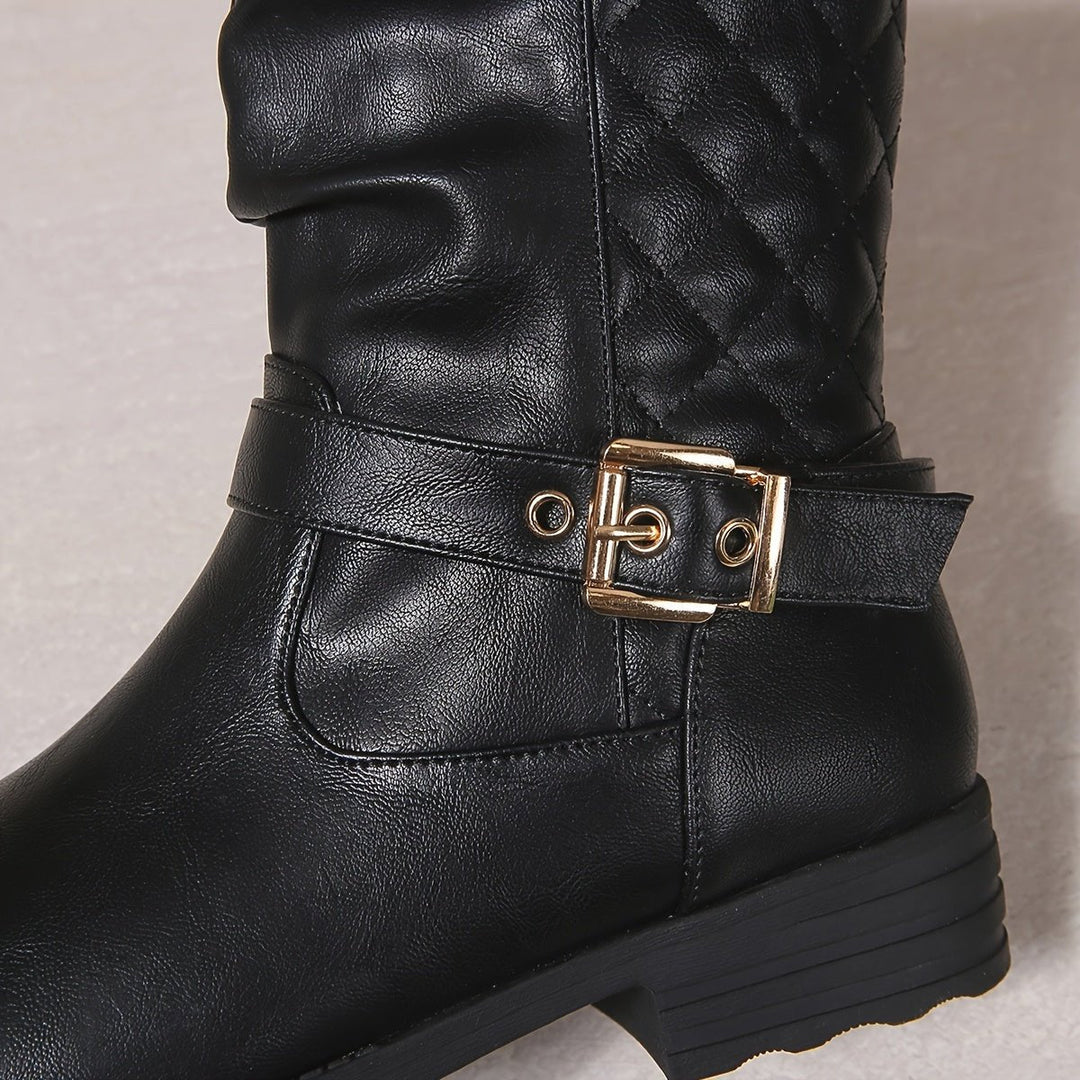 Sophie | Elegante Mid-Calf-Stiefel mit Schnallen und gerafftem Schaft