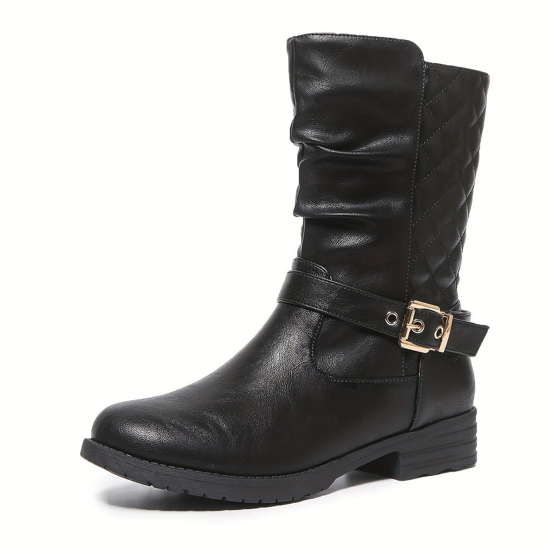 Sophie | Elegante Mid-Calf-Stiefel mit Schnallen und gerafftem Schaft