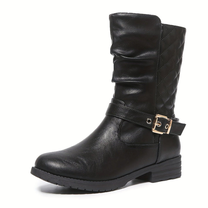 Sophie | Elegante Mid-Calf-Stiefel mit Schnallen und gerafftem Schaft