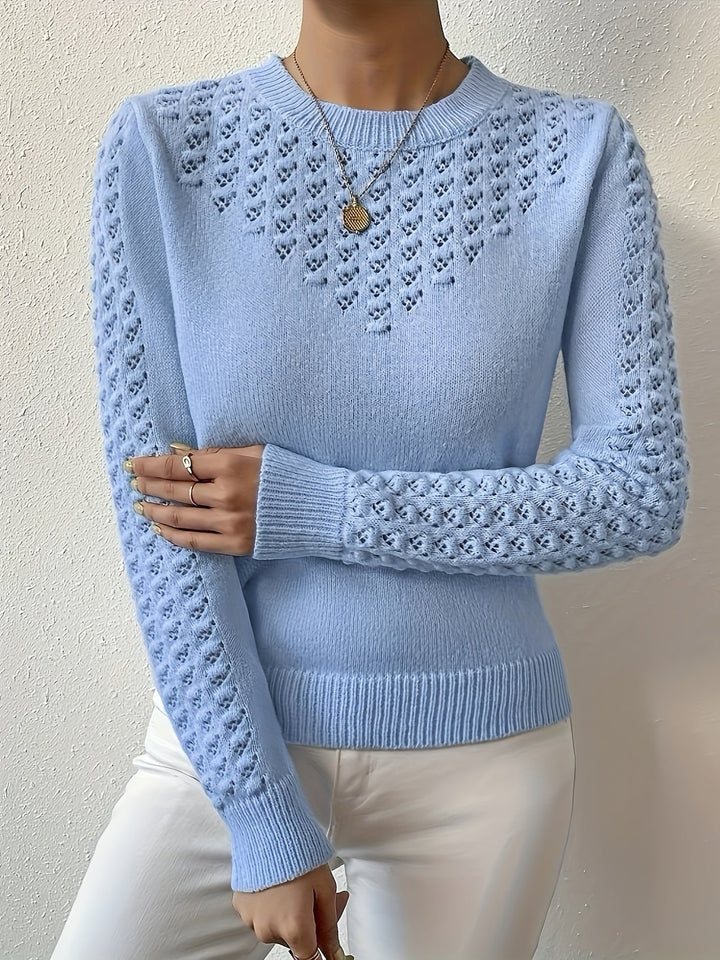Aveline | Rundhals Pullover mit Pointelle-Strickmuster