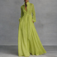 Marie | Elegantes Maxi-Hemdkleid mit Stehkragen und langen Ärmeln