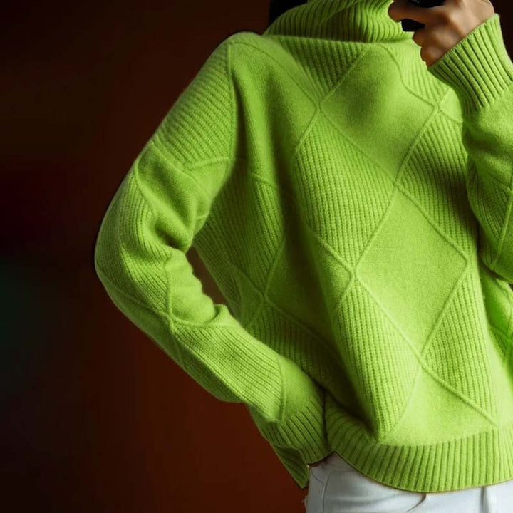 Greta | Rollkragenpullover – Lässiger Stil mit Rautenmuster für Damen
