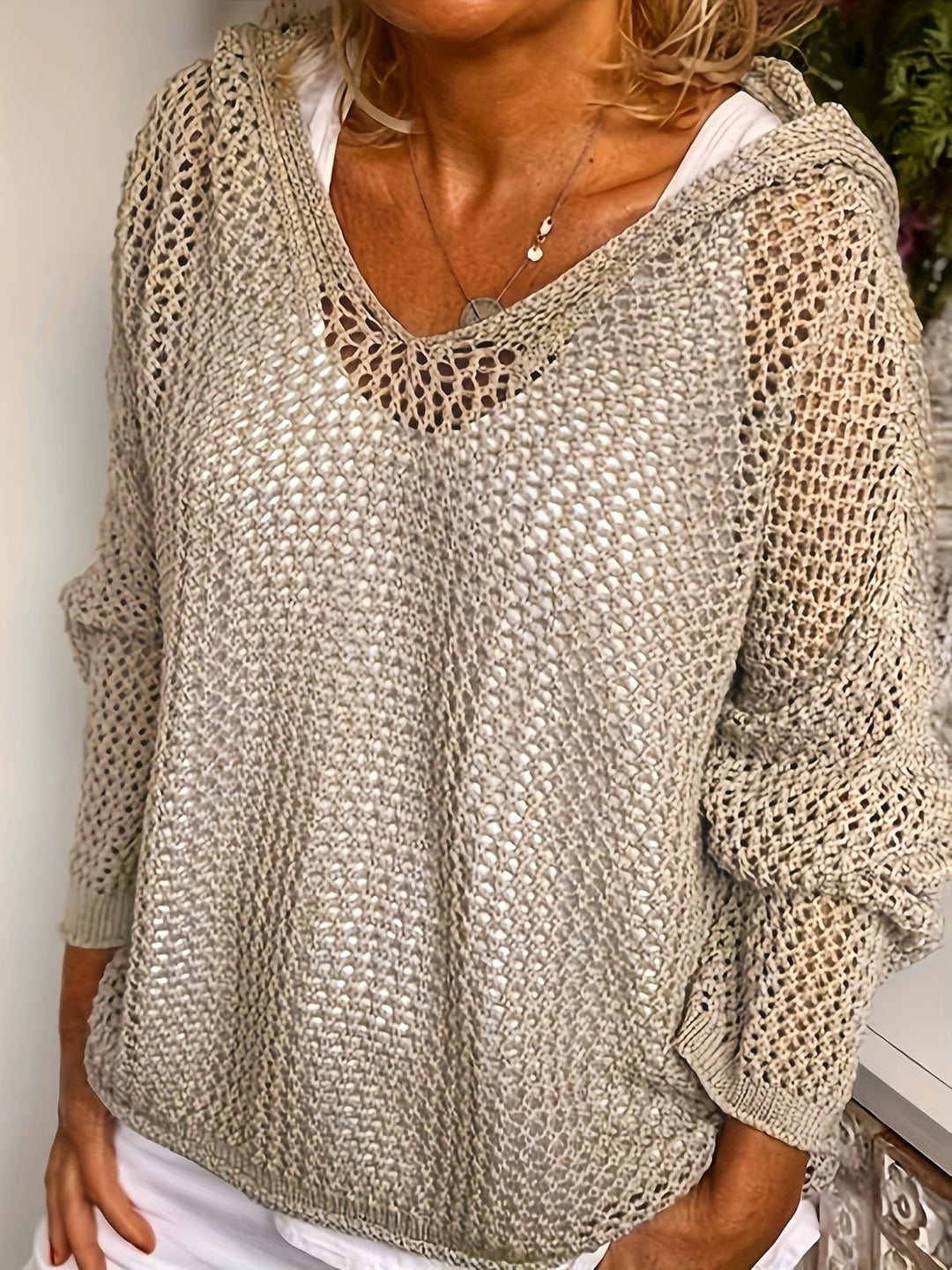Delaney | Offener Strickpullover mit Kapuze