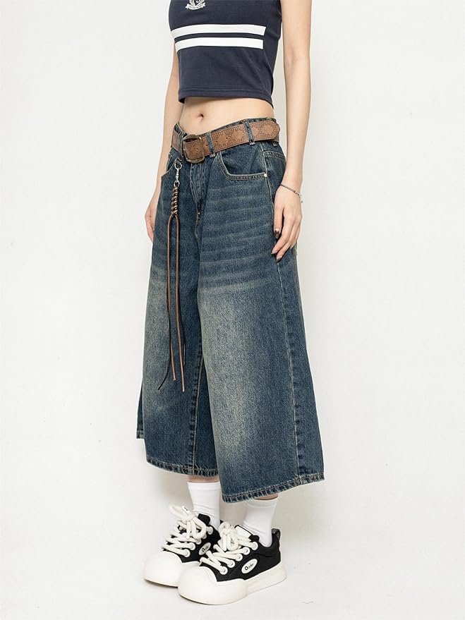 Mia | Retro Denim Culotte Weite Hose Für Einen Markanten Streetwear-Look