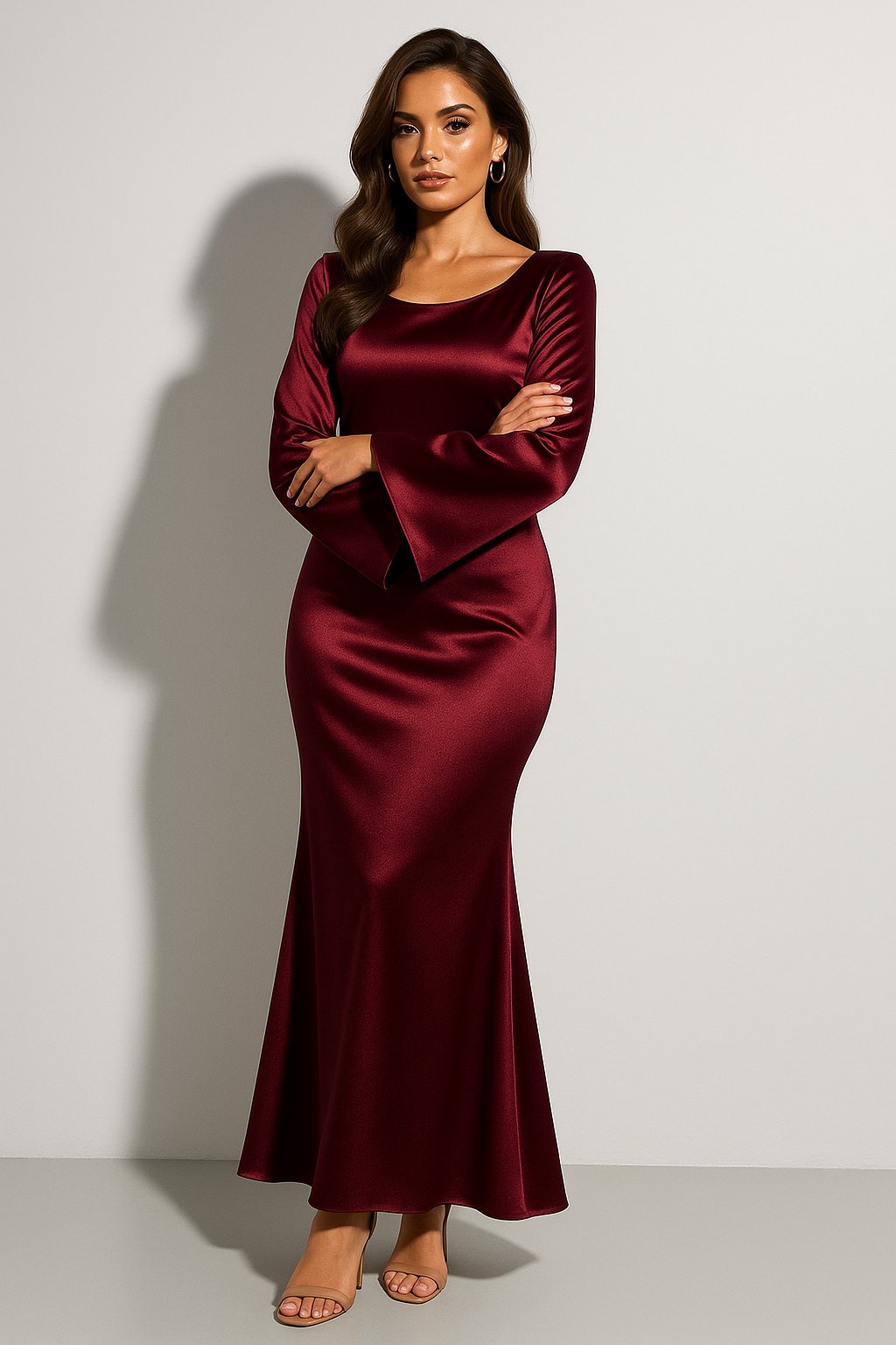 Greta | Fishtail Maxi Abendkleid aus Satin für Damen
