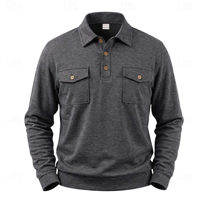 Harold | Langarm Polo-Shirt mit Taschen