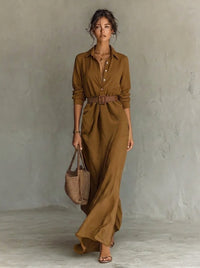 Isabelle | Elegantes Kleid mit langen Ärmeln und Taillengürtel