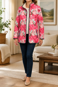 Aurora | Elegante Pufferjacke Mit Blumenmuster Und Leichter Steppfüllung