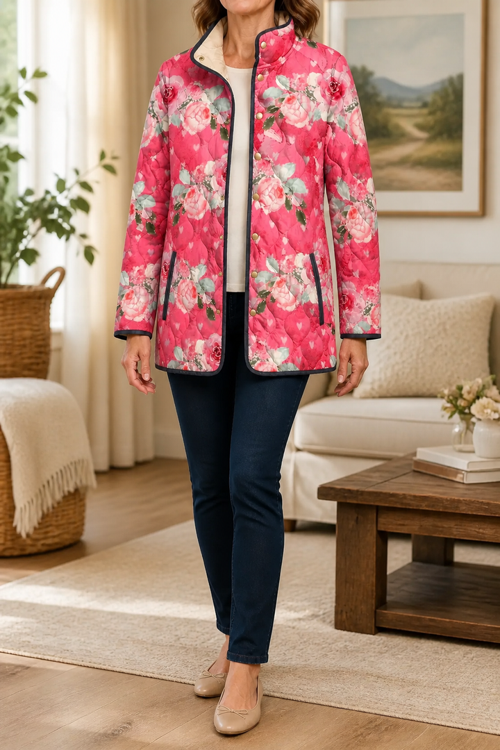 Wearbella | Floral Print Quilted Puffer Jacket für Frauen